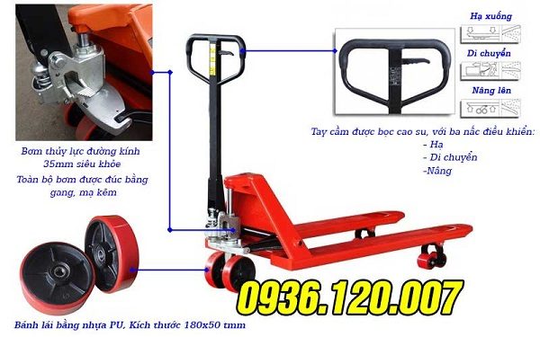 Cấu tạo xe kích tay 2.5 tấn chất lượng Cau Tao Xe Keo Pallet